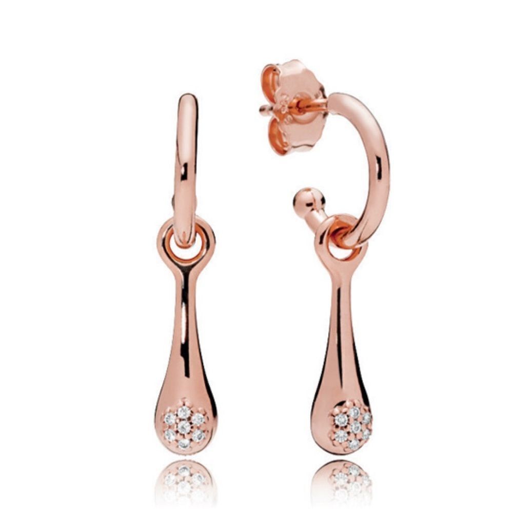 Pandora Rose Modern LovePods Earrings Clear Zirconia NEW in tag bag Retired